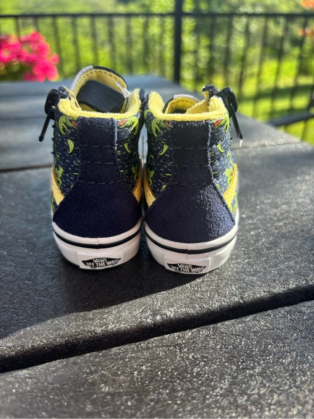 Vans Navy High-Top Sneakers with Yellow Dinosaur Accent